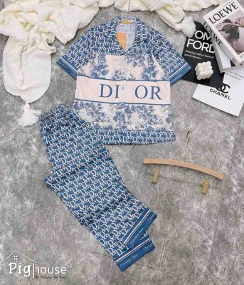Bộ pijama dài chữ Dior choco
