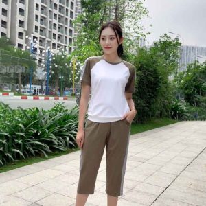 Bộ thể thao cotton cardina lửng phối tay 2cf01