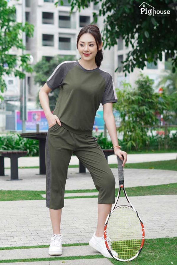 Bộ thể thao cotton cardina lửng phối tay 2cf01