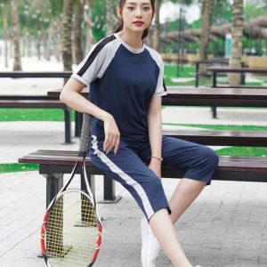 Bộ thể thao cotton cardina lửng phối tay 2cf01