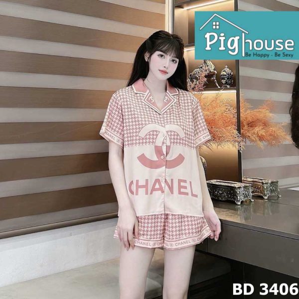 Bộ pijama đùi chữ Channel