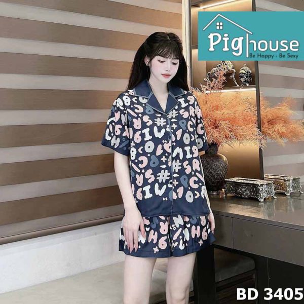 Bộ Pijama đùi họa tiết chữ số