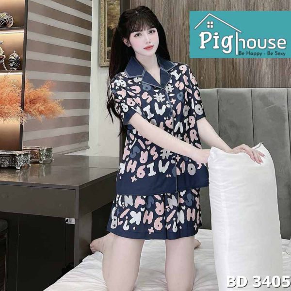 Bộ Pijama đùi họa tiết chữ số