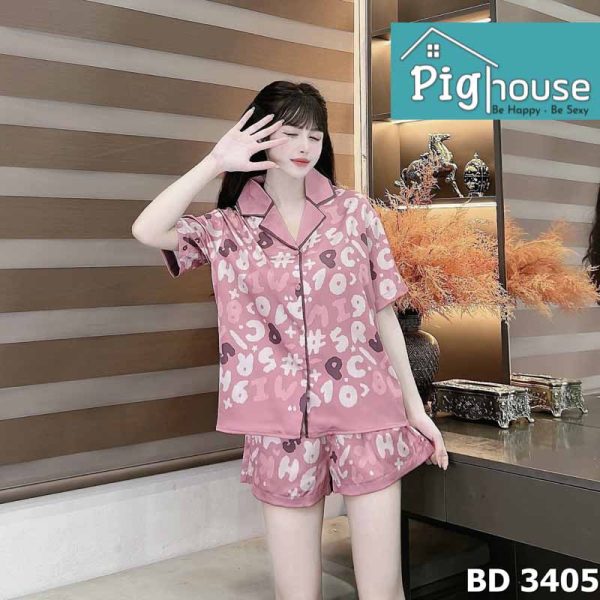 Bộ Pijama đùi họa tiết chữ số