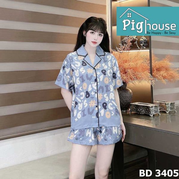 Bộ Pijama đùi họa tiết chữ số