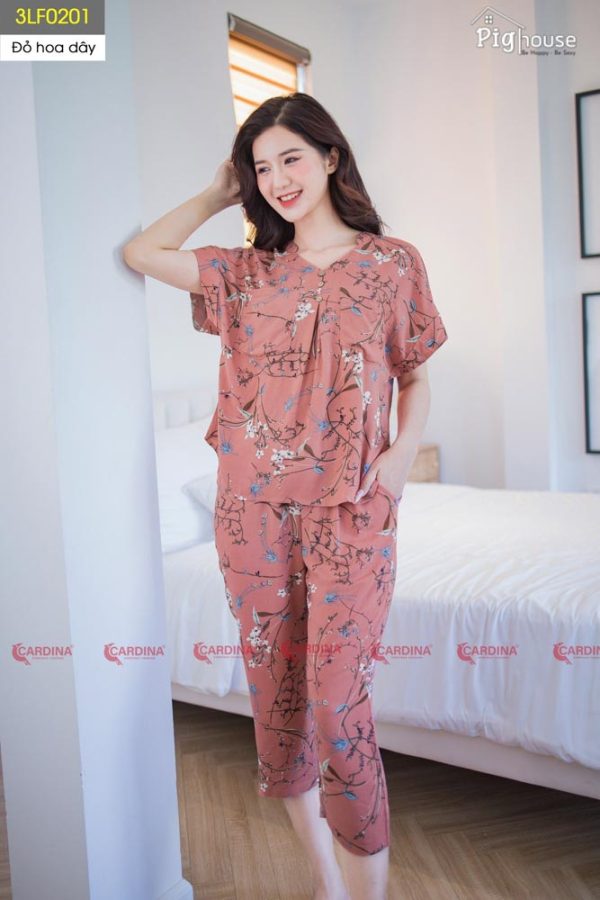 Bộ pijama lửng Cardina 3LF02 chất liệu lanh tre nhật