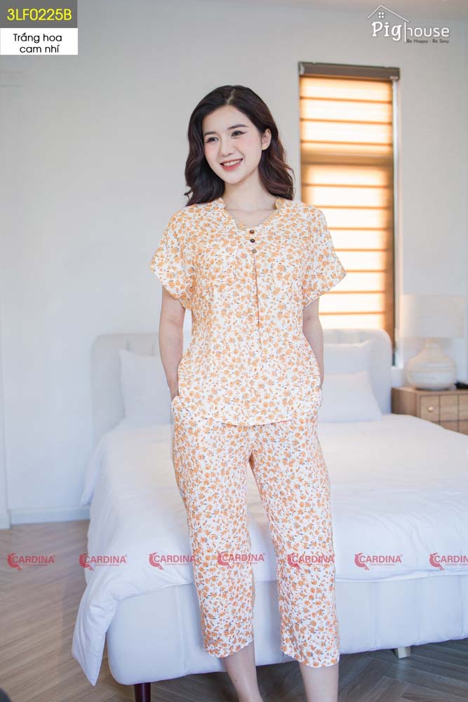 Bộ pijama lửng Cardina 3LF02 chất liệu lanh tre nhật