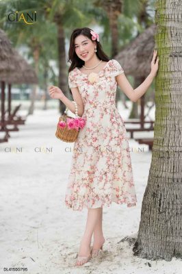 Đầm xòe sắc hoa Ciani DL4155
