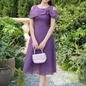 Đầm Ôm A Hở Vai Tơ Mềm Luperi Thanh Lịch