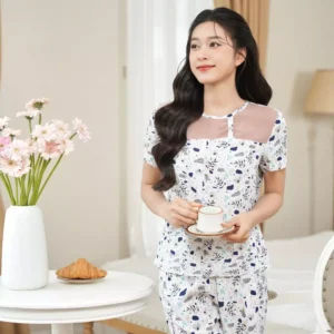 Bộ Lanh Quần Dài Phối Ngực Cardina Thoáng Mát