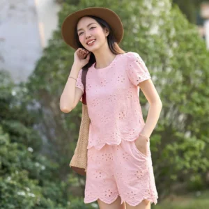 Bộ Thô Nữ Cổ Tròn Quần Đùi