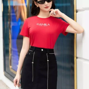 Chân váy jeans lưng cao tôn dáng