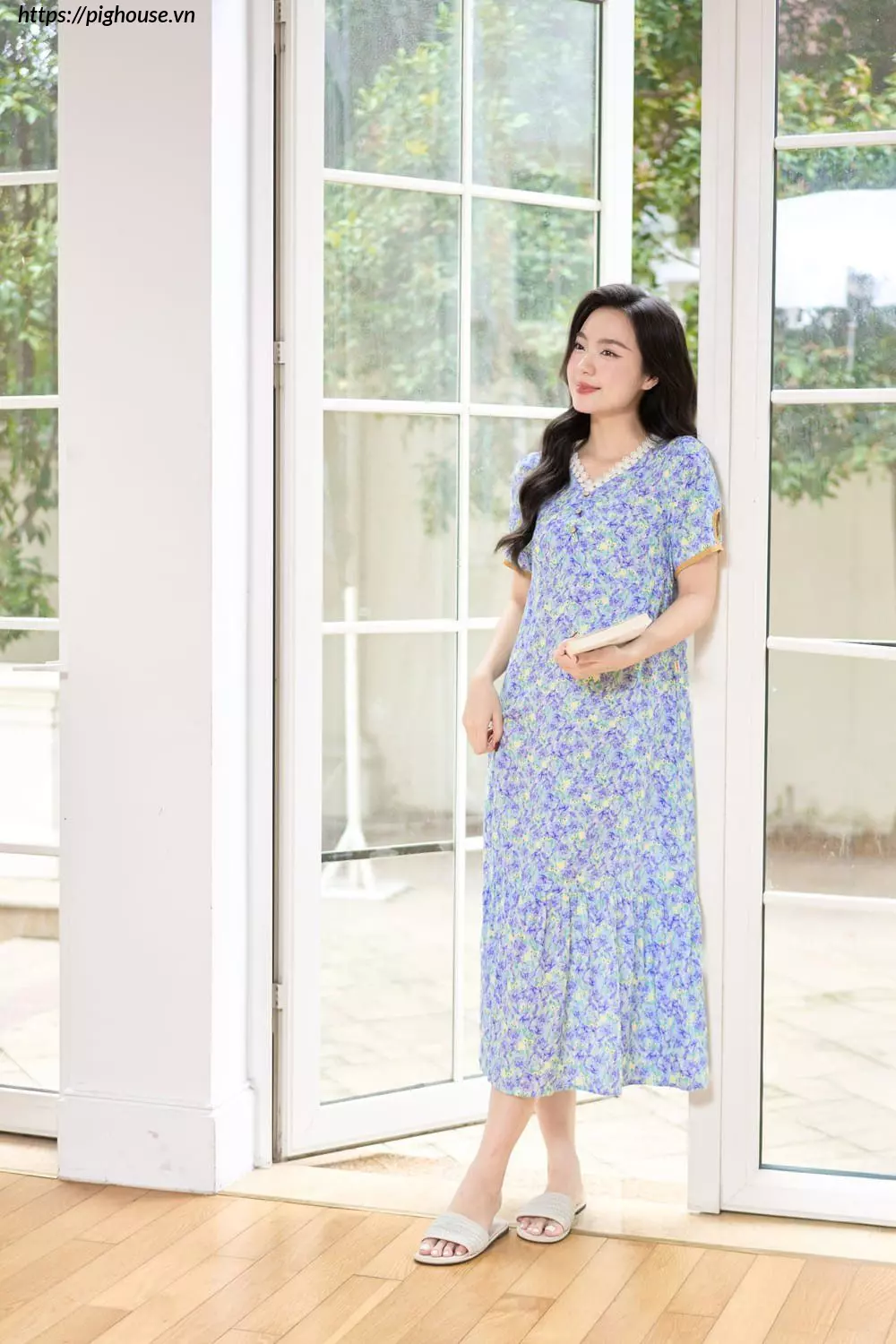 Đầm lanh hoa nhí dáng A đuôi cá Cardina