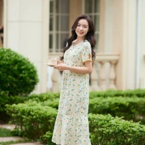 Đầm lanh hoa nhí dáng A đuôi cá Cardina