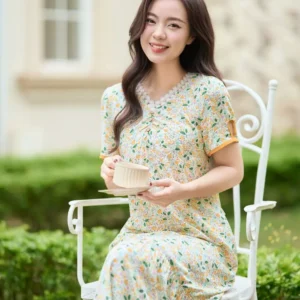 Đầm lanh hoa nhí dáng A đuôi cá Cardina