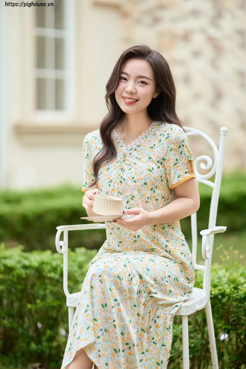 Đầm lanh hoa nhí dáng A đuôi cá Cardina