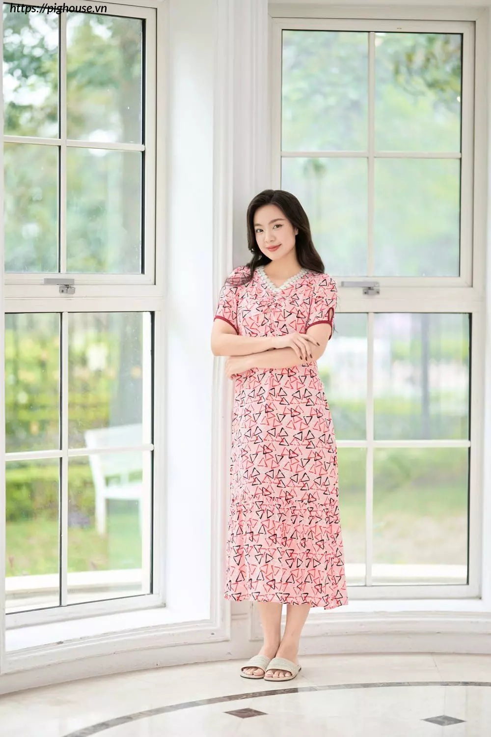 Đầm lanh hoa nhí dáng A đuôi cá Cardina