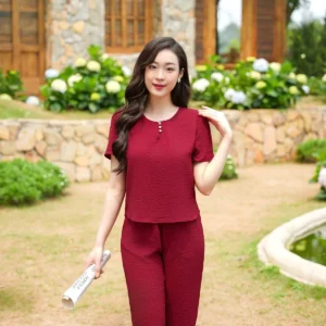 Bộ đồ mặc nhà đũi vân mây thoáng mát