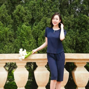 Bộ đồ mặc nhà đũi vân mây thoáng mát