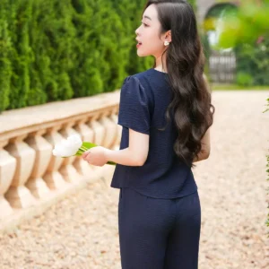 Bộ đồ mặc nhà đũi vân mây thoáng mát